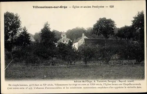 Ak Villemoisson sur Orge Essonne, Eglise et ancien Presbytere