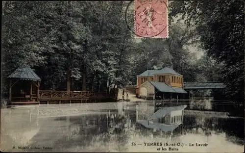 Ak Yerres Essonne, Le Lavoir et les Bains