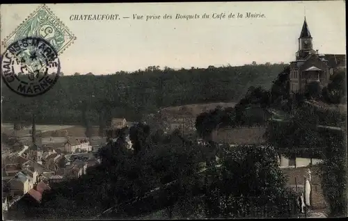 Ak Châteaufort Yvelines, Vue prise des Bosquets du Cafe de la Mairie