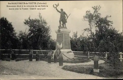 Ak Sainte Marguerite de Viette Calvados, Monument eleve a la memoire de ses Enfants morts pour la Fr