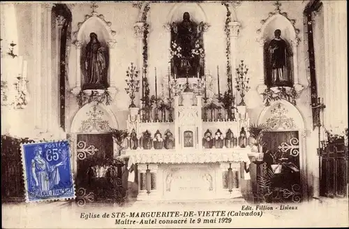 Ak Sainte Marguerite de Viette Calvados, Maitre Autel consacre le 9 Mai 1929