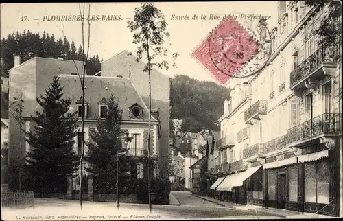 Ak Plombières les Bains Lothringen Vosges, Entree de la Rue de la Prefecture