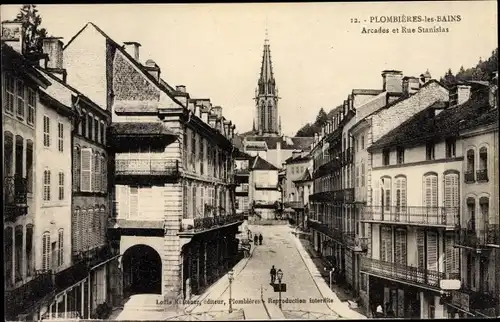 Ak Plombières les Bains Lothringen Vosges, Arcades et Rue Stanislas