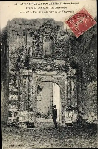 Ak Saint Maurice La Fougereuse Deux Sèvres, Restes de la Chapelle du Monastere construit en l'an 820
