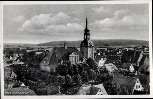 Ak Kappeln an der Schlei, Kirche, Panorama vom Ort
