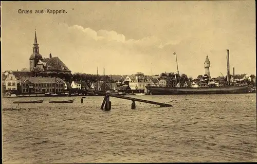 Ak Kappeln an der Schlei, Kirche, Hafenpartie