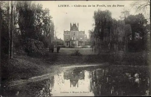 Ak Livry Gargan Seine Saint Denis, Chateau de la Foret, vu du Parc, etang