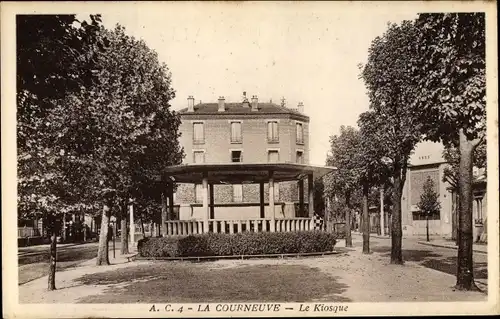 Ak La Courneuve Seine Saint Denis, Le Kiosque, arbres