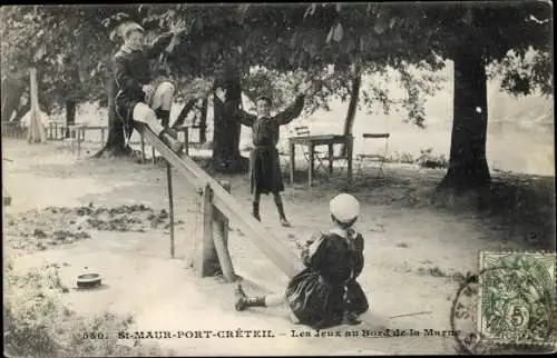 Ak Port Créteil Saint Maur des Fossés Val de Marne, Les Jeux au Bord de la Marne