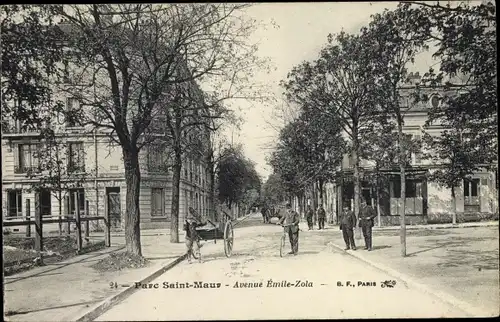 Ak Le Parc de Saint Maur Val de Marne, Avenue Emile Zola