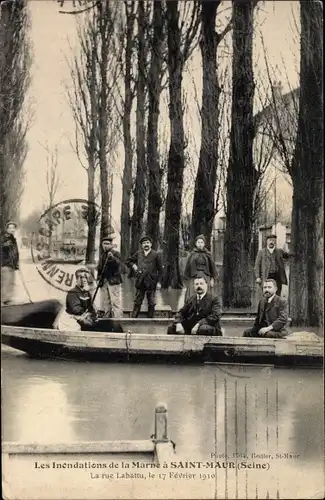 Ak Saint Maur Val de Marne, Les Onondations de la Marne 1910