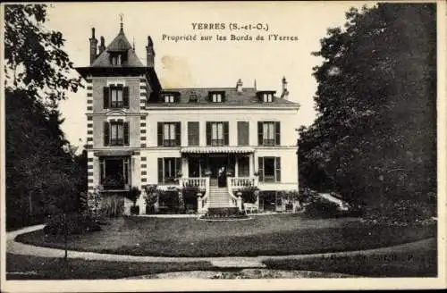 Ak Yerres Essonne, Propriete sur les Bords de l'Yerres