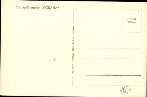 Ak Dampfschiff Oceana, HAPAG