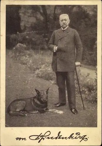 Ak Reichspräsident Paul von Hindenburg, Ansprache an das deutsche Volk Ostern 1925, Schäferhund