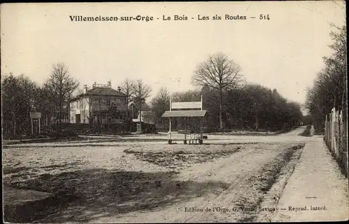 Ak Villemoisson sur Orge Essonne, Le Bois, Les six Routes