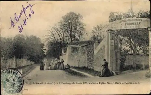 Ak Forêt de Sénart Essonne, L'Ermitage de Louis XV, ancienne Eglise Notre Dame de Consolation
