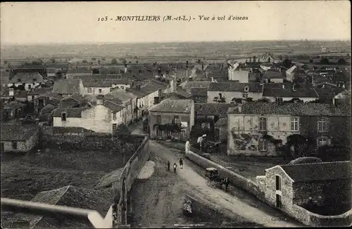 Ak Montilliers Maine et Loire, Vue a vol d'oiseau