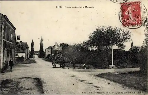 Ak Miré Maine et Loire, Route d'Angers a Mamers