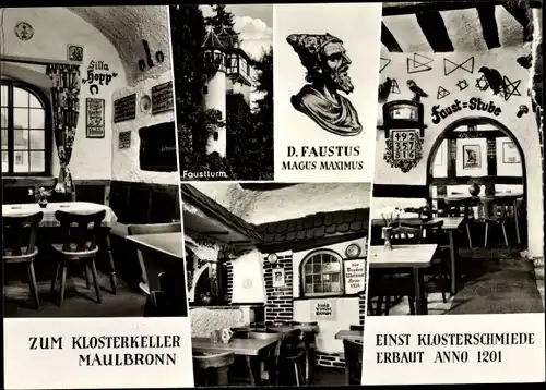 Ak Maulbronn im Schwarzwald, Klosterkeller Innenansicht, Faustturm,