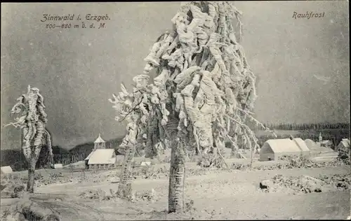 Ak Zinnwald Georgenfeld Altenberg im Erzgebirge, Ortspartie im Winter