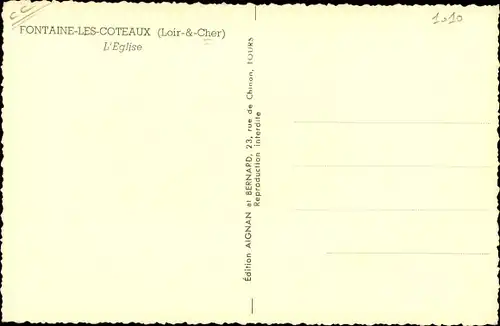 Ak Fontaine-les-Coteaux Loir-et-Cher, L'Eglise