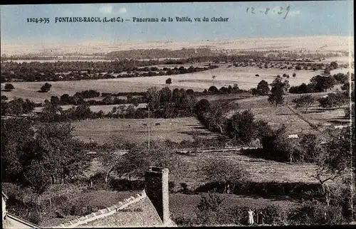 Ak Fontaine-Raoul Loir-et-Cher, Panorama de la Vallee, vue du clocher