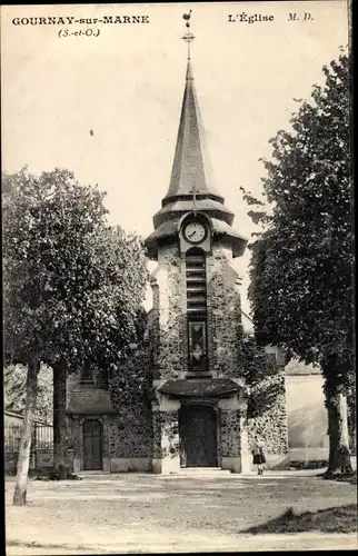 Ak Gournay sur Marne Seine Saint Denis, Eglise, vue générale