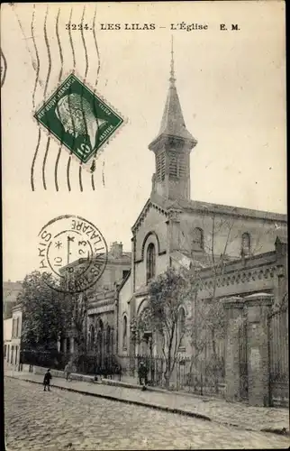 Ak Les Lilas Seine Saint Denis, Eglise, vue extérieure