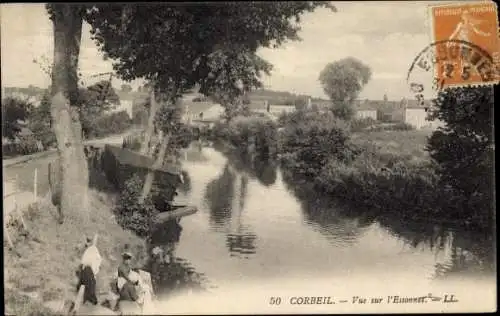 Ak Corbeil Essonne, Vue dur l'Essonnes
