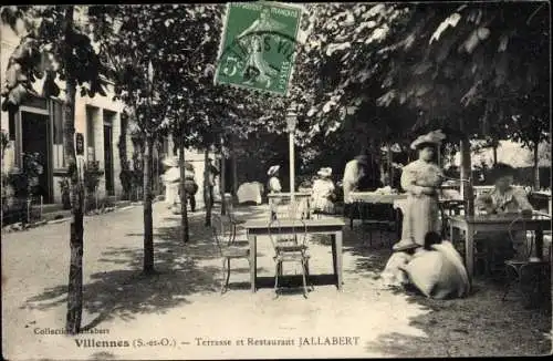 Ak Villennes sur Seine Yvelines, Terrasse et Restaurant Jallabert