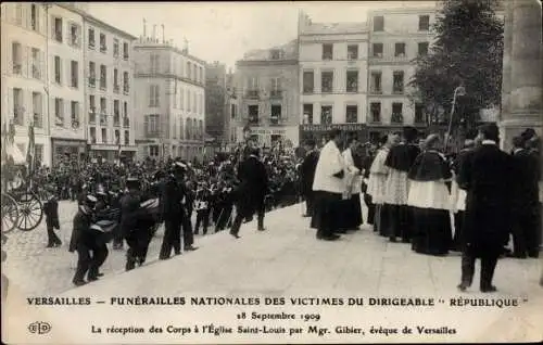 Ak Versailles Yvelines, Funerailles Nationales des Victimes du Dirigeable Republique 1909