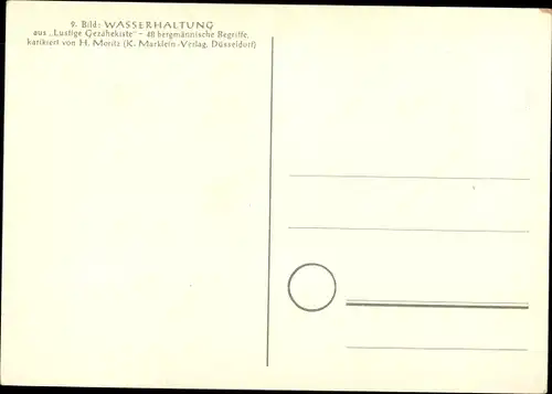 Künstler Ak Moritz, H., Wasserhaltung, Lustige Gezähekiste, bergmännische Begriffe, Bergbau