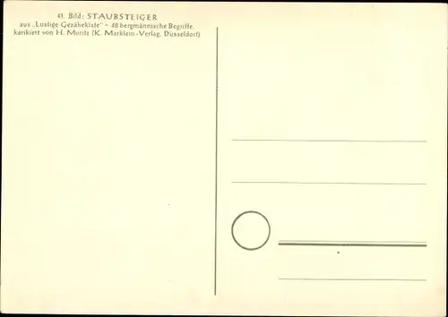 Künstler Ak Moritz, H., Staubsteiger, Lustige Gezähekiste, bergmännische Begriffe, Staubsauger