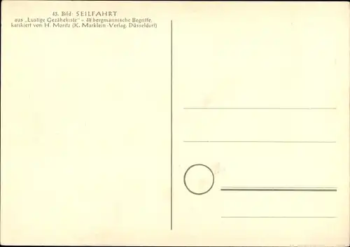 Künstler Ak Moritz, H., Seilfahrt, Lustige Gezähekiste, bergmännische Begriffe, Bergbau