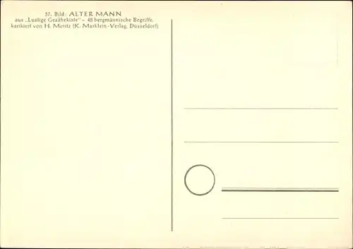 Künstler Ak Moritz, H., Alter Mann, Lustige Gezähekiste, bergmännische Begriffe, Bergbau