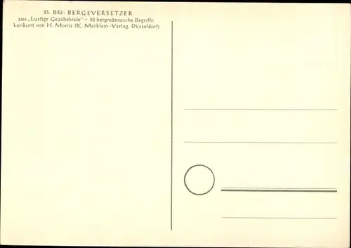 Künstler Ak Moritz, H., Bergeversetzer, Lustige Gezähekiste, bergmännische Begriffe, Bergbau