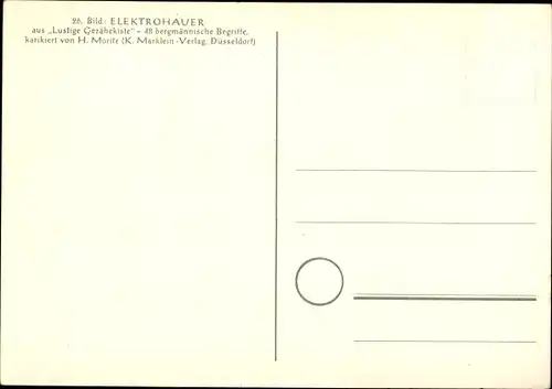 Künstler Ak Moritz, H., Elektrohauer, Lustige Gezähekiste, bergmännische Begriffe,Bergbau,Rollschuhe