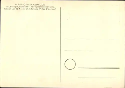 Künstler Ak Moritz, H., Generaldruck, Lustige Gezähekiste, bergmännische Begriffe