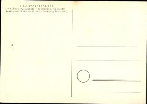 Künstler Ak Moritz, H., Stapelfahrer, Lustige Gezähekiste, bergmännische Begriffe, Bergbau