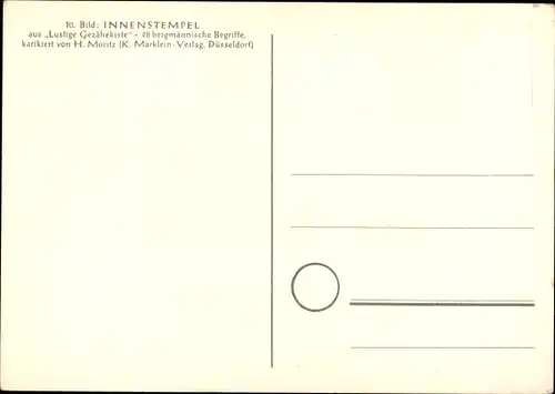 Künstler Ak Moritz, H., Innenstempel, Lustige Gezähekiste, bergmännische Begriffe, Bergbau,Fleischer