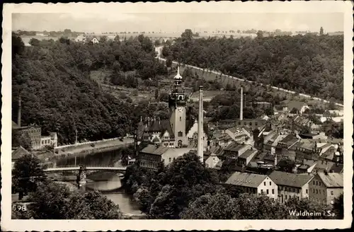 Ak Waldheim in Sachsen, Blick auf den Ort, Rathaus