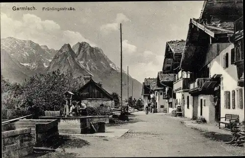 Ak Garmisch Partenkirchen in Oberbayern, Frühlingsstraße