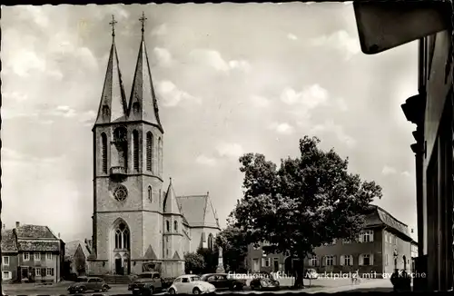 Ak Flonheim Rheinland Pfalz, Marktplatz mit Kirche