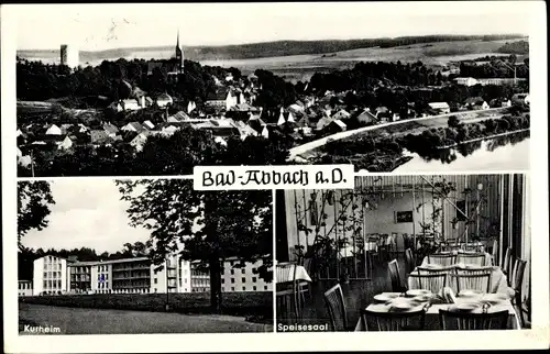 Ak Bad Abbach in Niederbayern, Gesamtansicht, Kurheim, Speisesaal