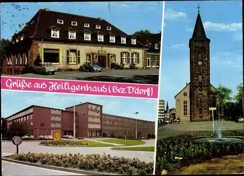 Ak Heiligenhaus in Nordrhein Westfalen, Kirche, Hotel Parkhaus, Hartmann und Braun