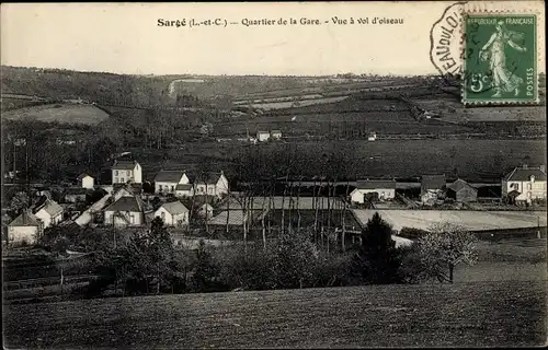 Ak Sargé Loir-et-Cher, Quartier de la Gare