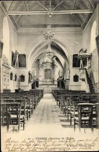 Ak Yerres Essonne, Interieur de l'Eglise