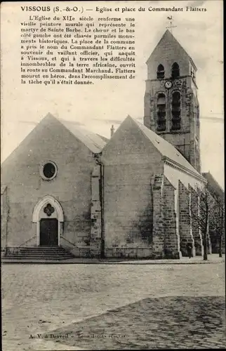 Ak Wissous Essonne, Eglise et place du Commandant Flatters