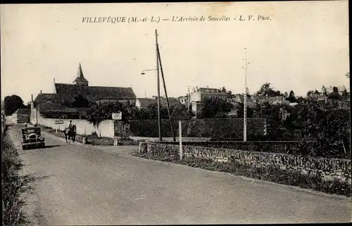 Ak Villeveque Rives du Loir en Anjou Maine et Loire, L'Arrivee de Soucelles