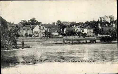 Ak Villeveque Rives du Loir en Anjou Maine et Loire, Vue generale des Bords du Loire